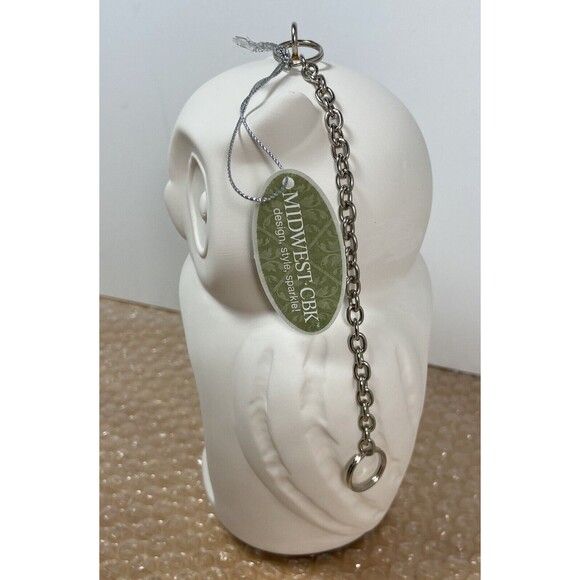 Midwest-CBK White Bisque Ceramic Owl Tealight Candle Holder 7.5 Inches Tall - Picture 6 of 7